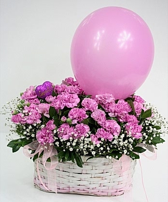 Pembe Şirin Hasır Sepet